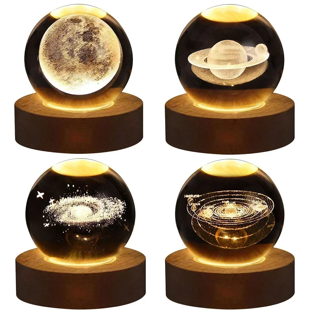 Unique 3D Crystal Ball Lamp with Galaxy and Planetary Projections USB Night Light for Cozy Atmosphere  plasma ball