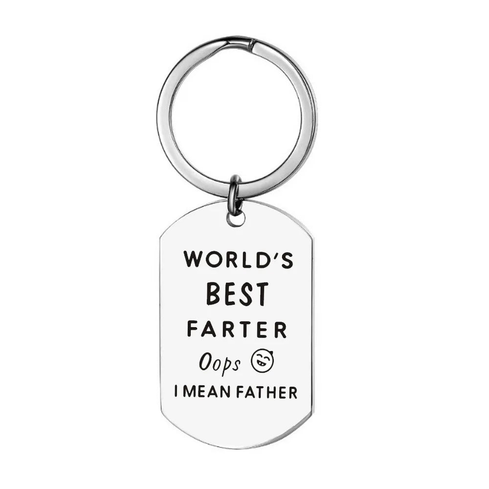 WORLD`S BEST FARTER Dad Papa KeyChain Ring Stainless Steel Car Bag Women Jewelry Accessories Fashion Pendant Gift