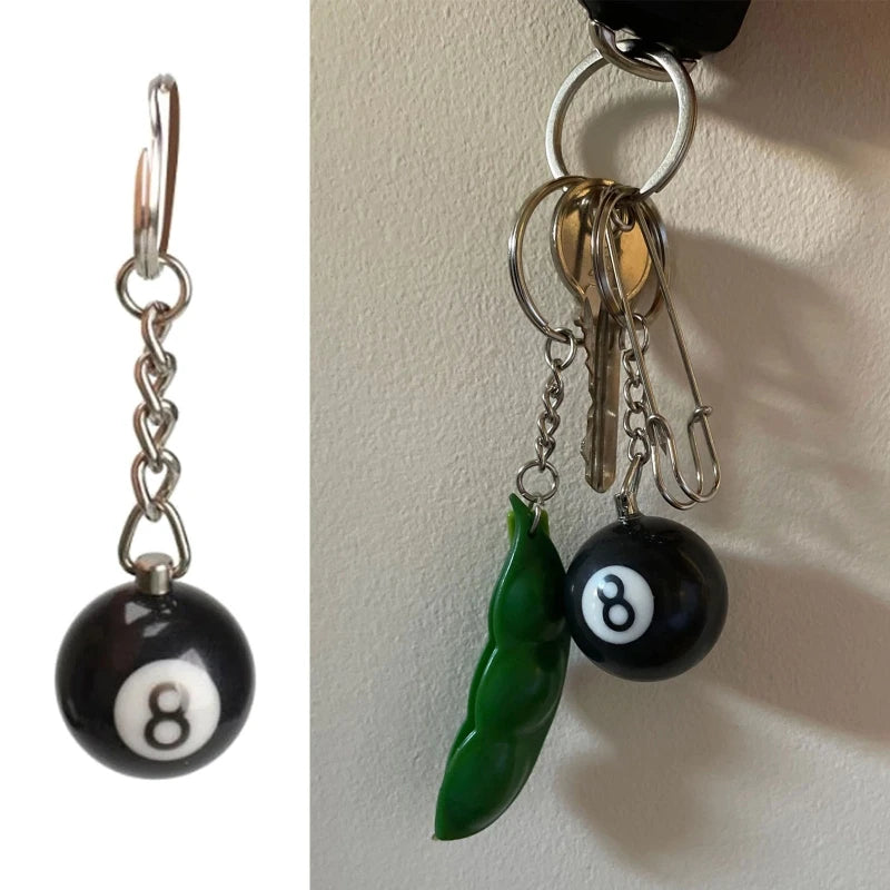 Fashion Creative Billiard Pool Keychain Table Ball Key Ring Lucky Black No.8 Key Chain 25mm Resin Ball Jewelry Gift