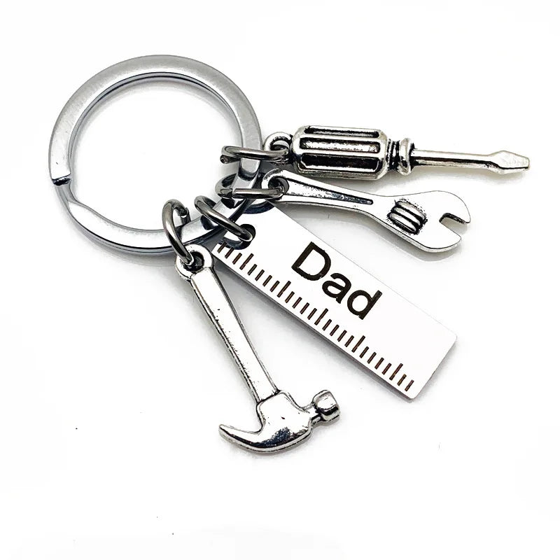 Fashion Dad Letters Keychains Creative Hammer Screwdriver Wrench Keyring Handbag Decor Tassel Hanging Pendant Father's Day Gifts