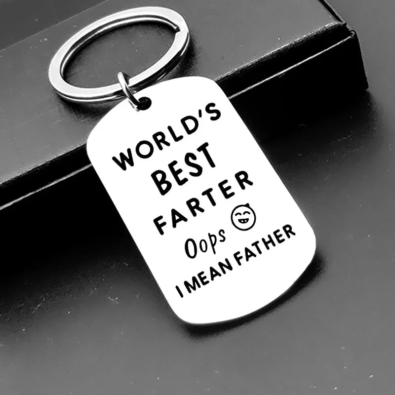 WORLD`S BEST FARTER Dad Papa KeyChain Ring Stainless Steel Car Bag Women Jewelry Accessories Fashion Pendant Gift